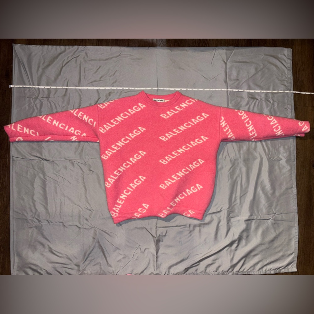 BALENCIAGA - WOOL KNIT - LOGO ALL OVER - PINK WHITE
